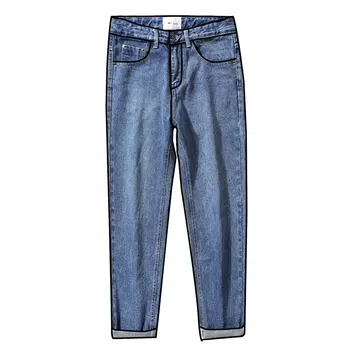

2019 Men Skinny Jean Light Blue Denim Jeans Men Casual Stretch Slim Long Jeans Pants Summer Pencil Jeans Male Ankle-Length Pants