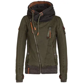 

Women's Hooded Zipper Long Sleeve Thick Hooded Hat Sweater Jacket Jacket Female Denim Corduroy Tweed Jacket for Winter