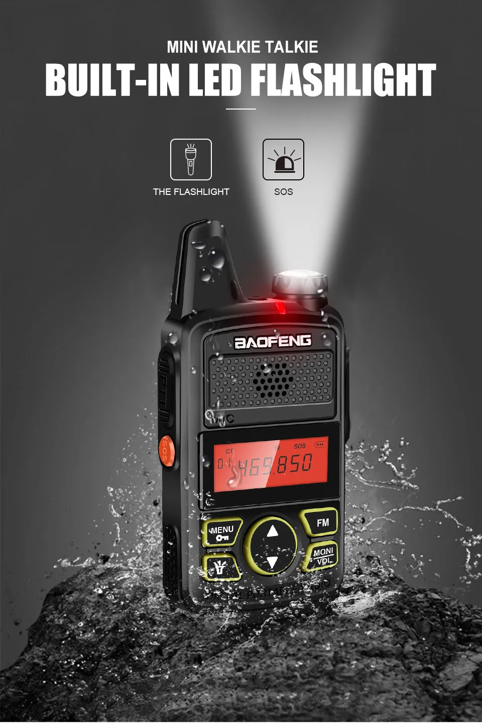 Мини Baofeng BF-T1 детская рация UHF портативные наушники двухстороннее радио FM функция Ham Радио Baofeng T1 КВ трансивер