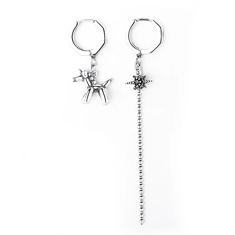 1 pair 9mm style2 Серьги из стерлингового серебра 925 пробы, ретро креативные геометрические Восьмиугольные цепочки, длинные серьги с животными, трендовые серьги для девочек и мальчиков, серебряные серьги jewe - Окраска металла: 1 pair 9mm style2