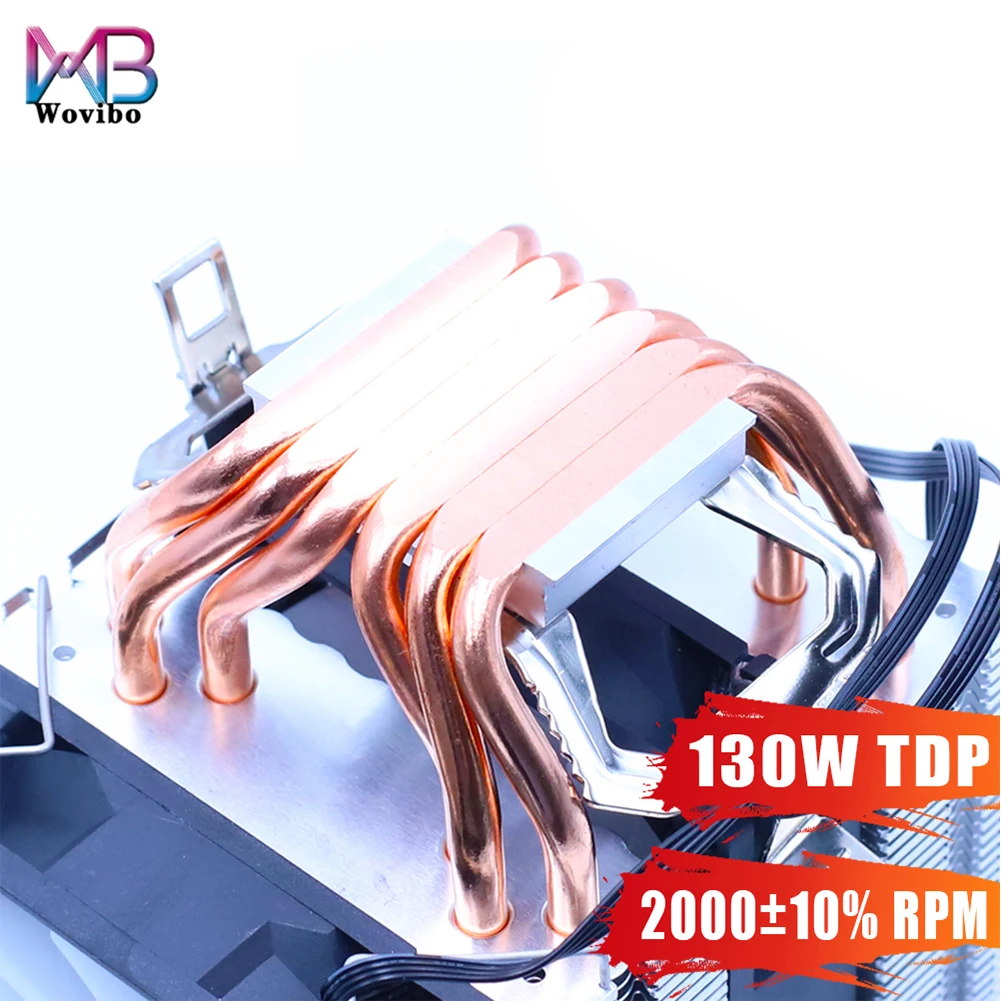 Radiador Wovibo para Cpu Tubos de Calor Pwm 4pin Cooler para Intel Lga 1155 1150 1200 1366 X79 X99 Amd Am2 Am3 Am4
