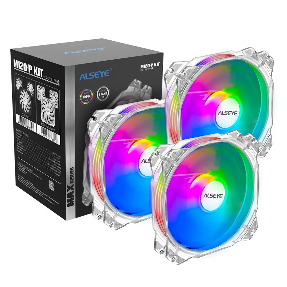 Ventilador de Refrigeração Pwm + 3pin Alseye Série Máxima Pces Conjunto Rgb Ajustável Iluminação 4pin Apoio Aura - Fusão 120mm 3 - Imagem 2