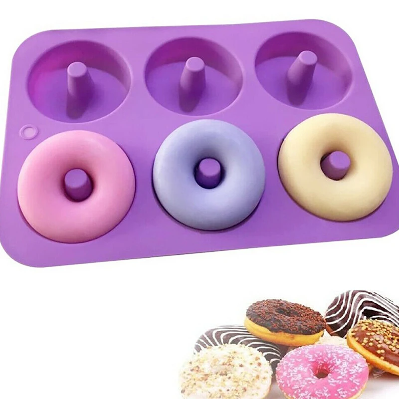 

1Pcs 6-cavity Silicone Donut Baking Tray Non-stick Mold Making Tool Baking Non-stick And Heat-resistant Reusable