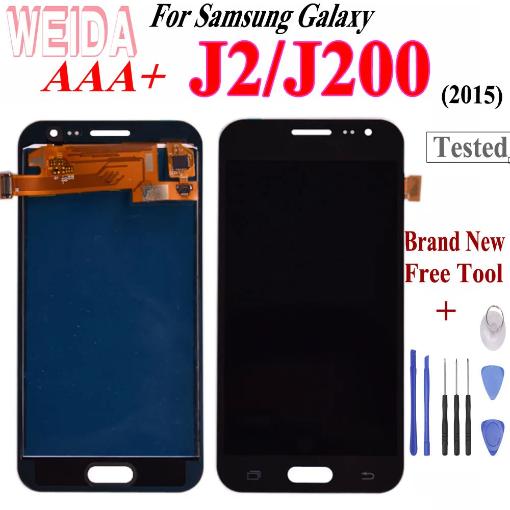 

WEIDA For Samsung Galaxy J2 2015 J200 LCD Touch Screen Digitizer Assembly free tool For Samsung GALAXY J200F J200M J200H J200Y