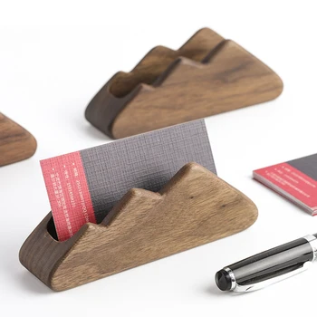 

Wood Business Card Holder Mountain Shape Dinner Party Display Stand For Desk Home Decor Professional Office School Single Pocket