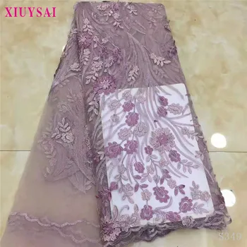 

XIUYSAI Hot Solid Pink Wedding Metallic Mesh Material African Lace Latest 2020 Purple Blue Green Grey Tulle Lace Fabric SL349