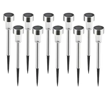 

10 pcs Solar garden lights stainless steel lawn lights outdoor lighting LED ground tube solar lights
