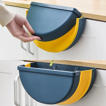 

Folding Waste Bin Kitchen Cabinet Door Hanging Trash Bin Kitchen Trash Can Wall Mounted Garbage Can Car Bathroom Toilet