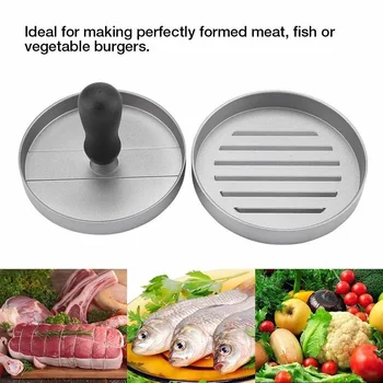 

Multi-use Hamburger Burger Press Patty Maker High Quality Aluminum Alloy Round Shape Kitchen Tool HD85