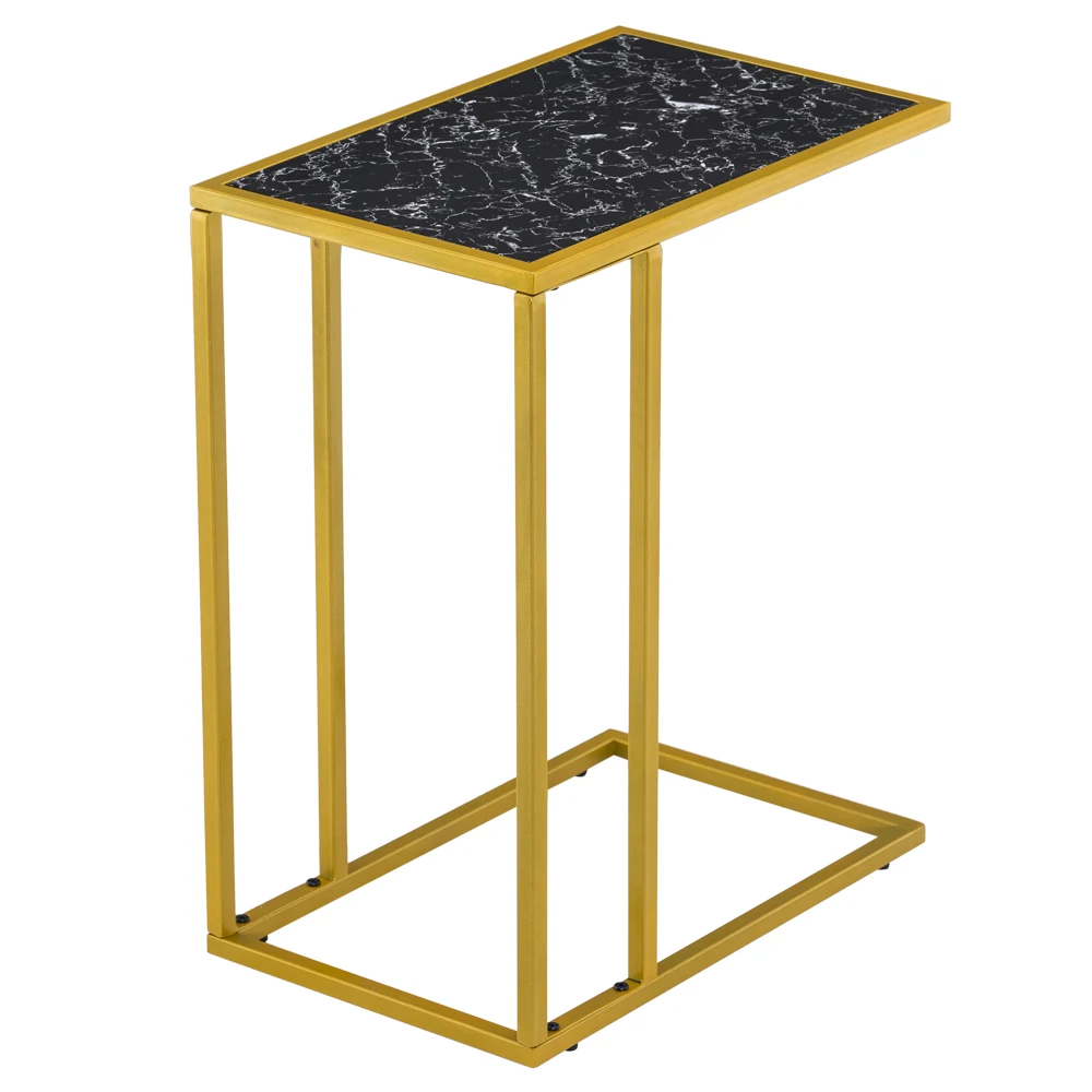 

[30 x 48 x 61]cm Marble Simple C-shaped Side Table Black