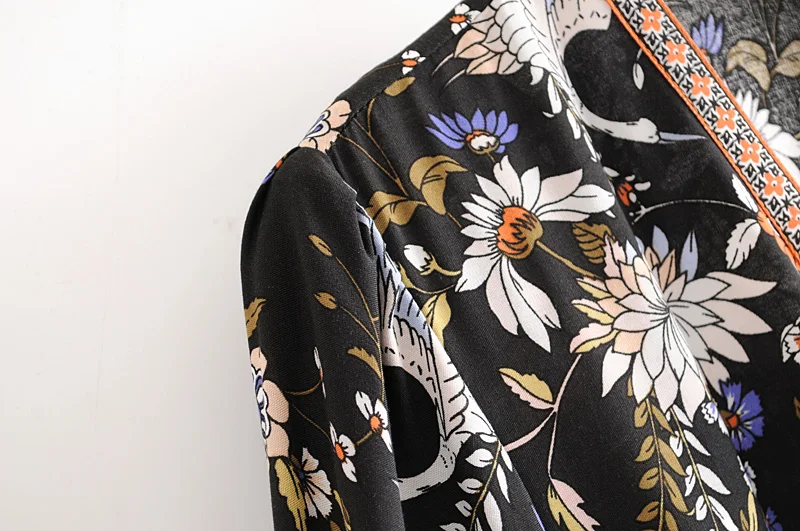 Kiyumi Boho Maix платье женское осеннее платье с v-образным вырезом и длинным рукавом с цветочным принтом хлопковые платья ретро цыганские повседневные пляжные длинные платья