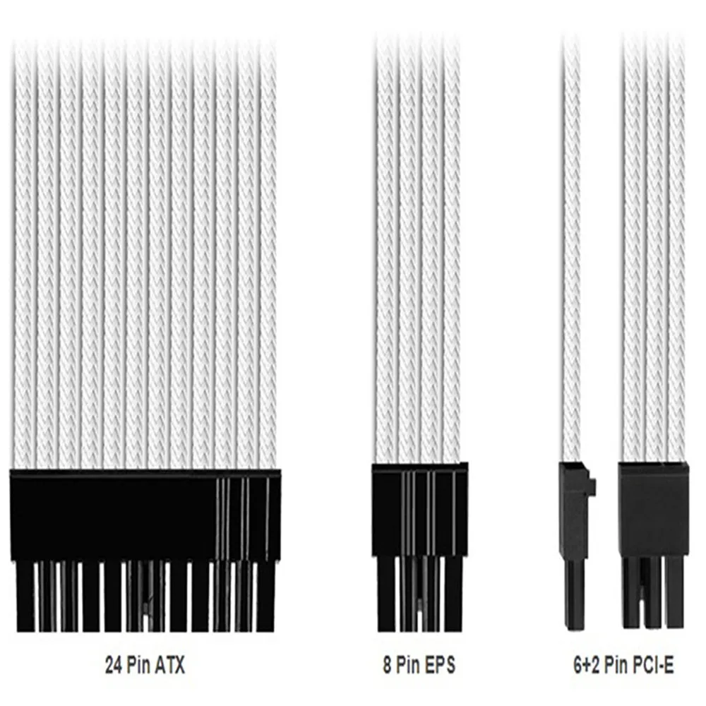 

Braided ATX /EPS /PCI-E Sleeved Extension Cable Kit PSU Connector for Power Supply Cable Kit