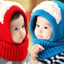 Милый собачий ушек для маленьких девочек и мальчиков зимний трикотажный шарф с шеей и ушками, шапка, теплые наушники, шапка