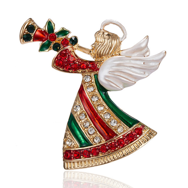 Year Christmas Brooch For Women Fashion Snowman Santa Claus Tree Deer Bell Hat Rhinestone Enamel Cute Jewelry Kids Gifts