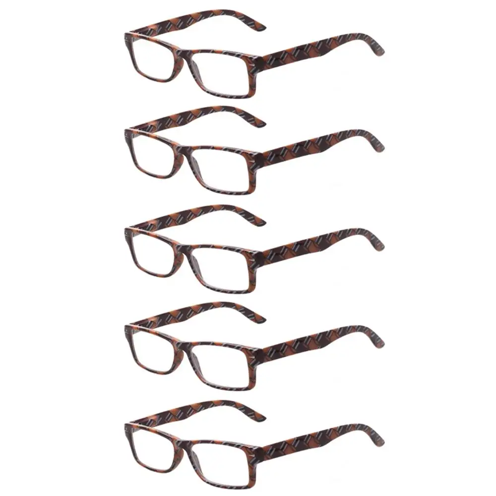 5 pack Brown Очки для чтения, 5 пар, весенние шарниры, удобные, модные, качественные, для мужчин и женщин - Цвет оправы: 5 pack Brown