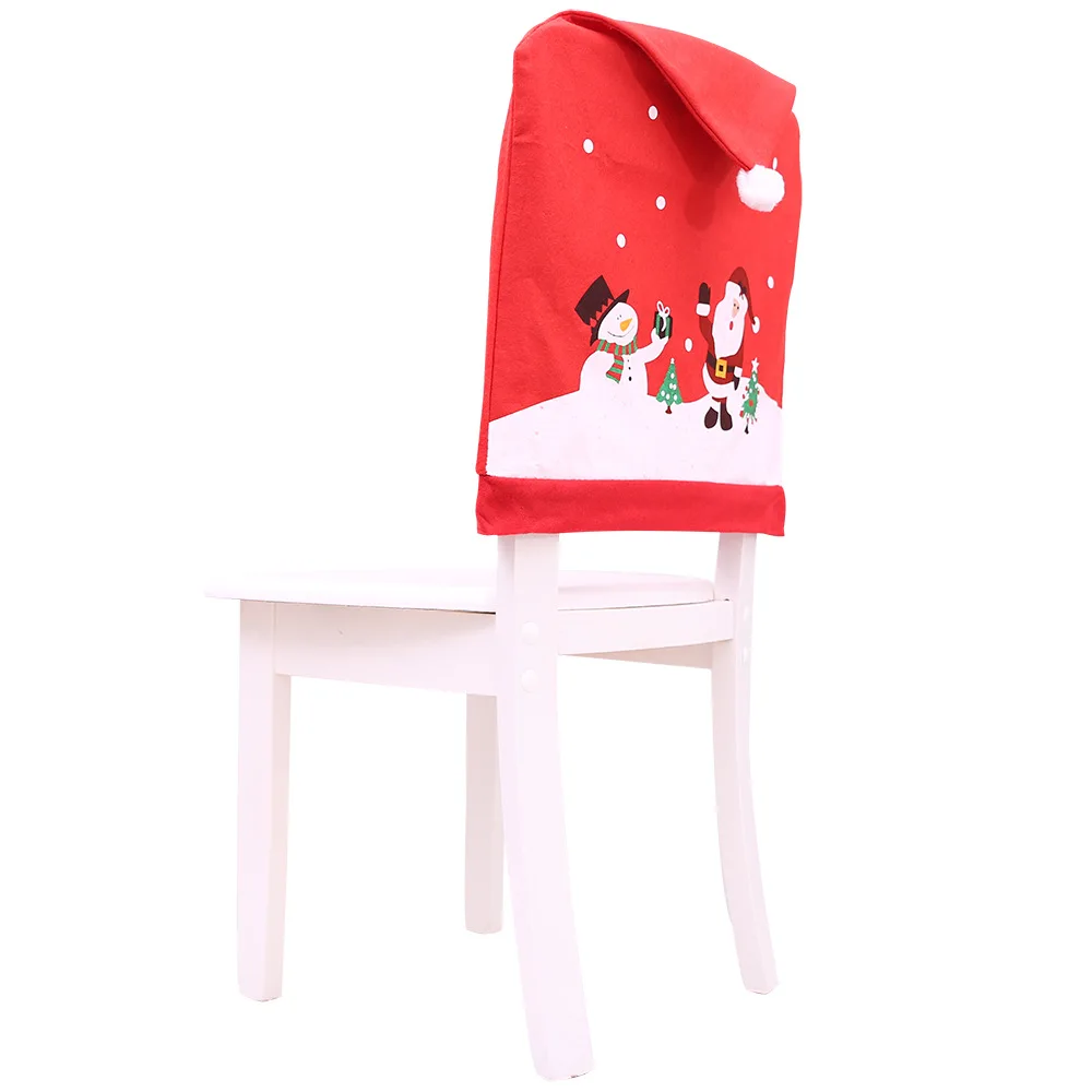 Крышка стула для Стола Санта Клаус Снеговик красный колпачок орнамент чехол для спинки стула Рождественский Декор стол новогодние поставки