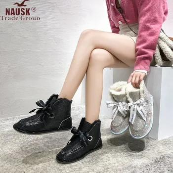 

Ankle Boots for Women Women Boots Genuine Leather Real Fox Fur Brand Winter Shoes Warm Casual Female Snow Boots Botas Mujer