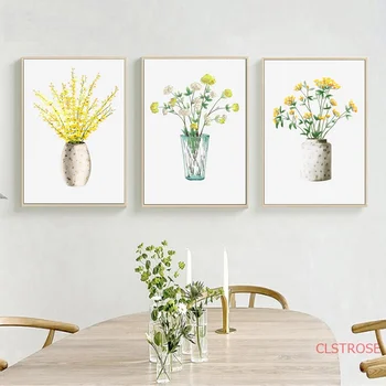

Light Yellow Flowers Wall Art Canvas Painting Nordic Posters And Prints Wall Pictures For Living Room Modern Home Decoration