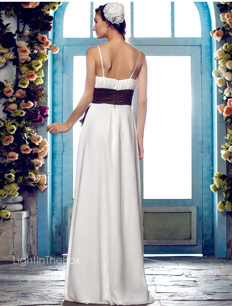 Дешевые robe de soiree Новые популярные белые макси длинные шифоновые платья с бантом на поясе vestido de festa longo платья подружек невесты