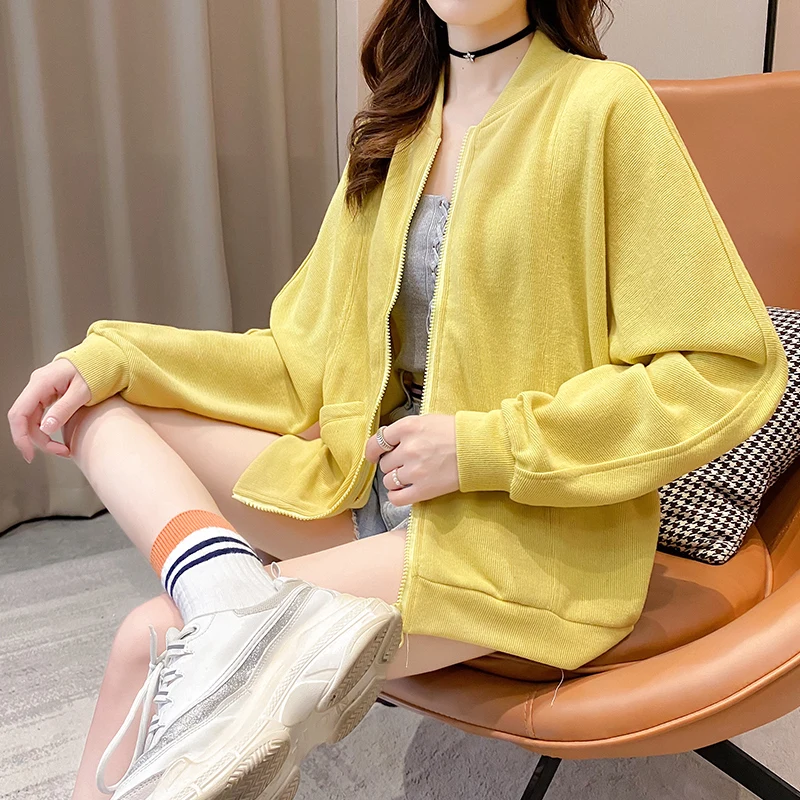 

2020 Sheer Women Loose Sweatshirts Autumn Long Sleeve Zip-up Harajuku Black Yellow Hoodie Streetwear Oversize Winter Tops Woman