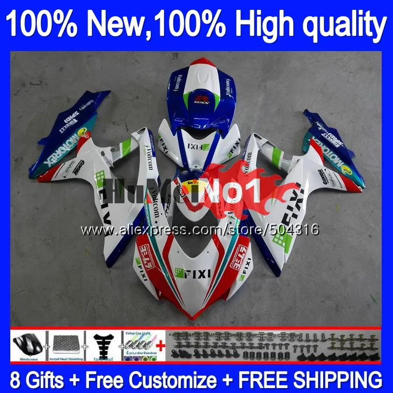 Корпус для SUZUKI GSXR-750 GSXR 600 750 GSXR600 GSX-R750 белого и синего цвета 17MC. 75 GSXR-600 K8 GSXR750 2008 2009 2010 08 09 10 обтекатель