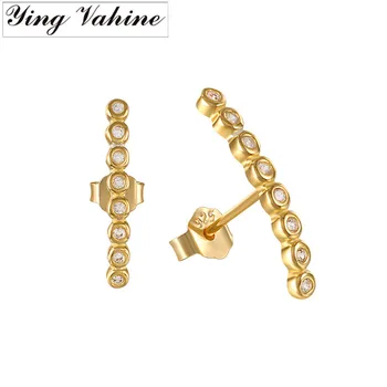 

ying Vahine 100% 925 Sterling Silver A Row of Zircons Small Stud Earrings for Women