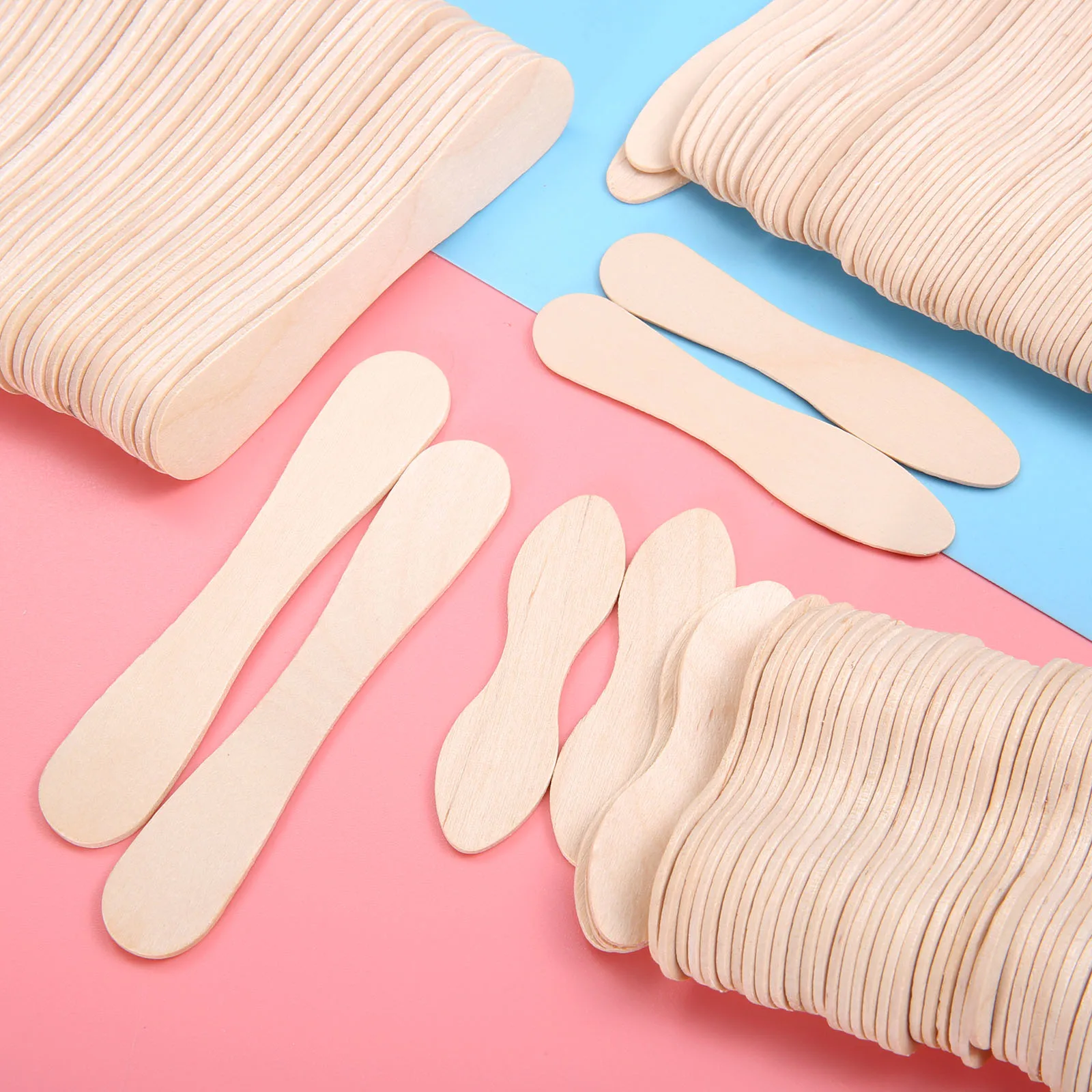 Ice Cream Popsicle Wooden Sticks Ice Cream Spoon Hand Crafts Lolly Cake Tools Wood Taster Spoons for Dessert DIY 50X ice cream sticks,disposal lollipop sticks