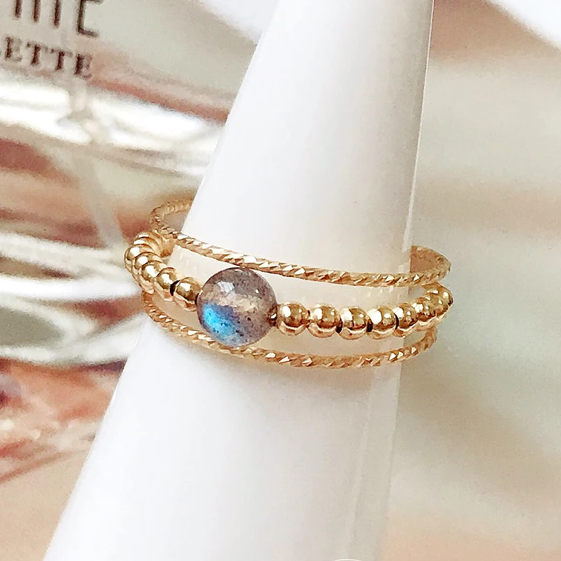 Natural Moonstone Rings 14K Gold Filled Knuckle Rings Gold Jewelry Mujer Bague Femme Handmade Minimalism Jewelry Boho Women Ring