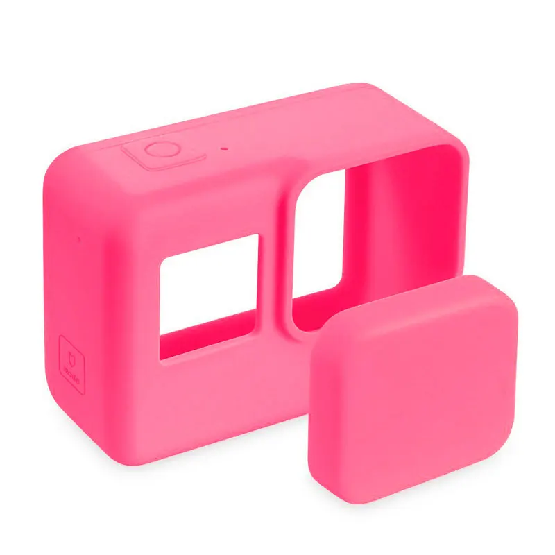 1 Set Pink Аксессуары для Go Pro, чехол для экшн-камеры, защитный силиконовый чехол+ Крышка для объектива GoPro Hero 5 6 7 Black Hero camera - Цвет: 1 Set Pink