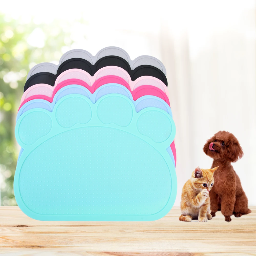 Silicone Colorful Paw Pet Dog Cat Feeding Mat Pad Dish Bowl Food Water Feed Placemat Puppy Bed Blanket Table Mats | Дом и сад
