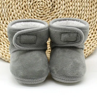 Удобные флисовые ботинки для малышей тапочки с двумя подошвами маленьких