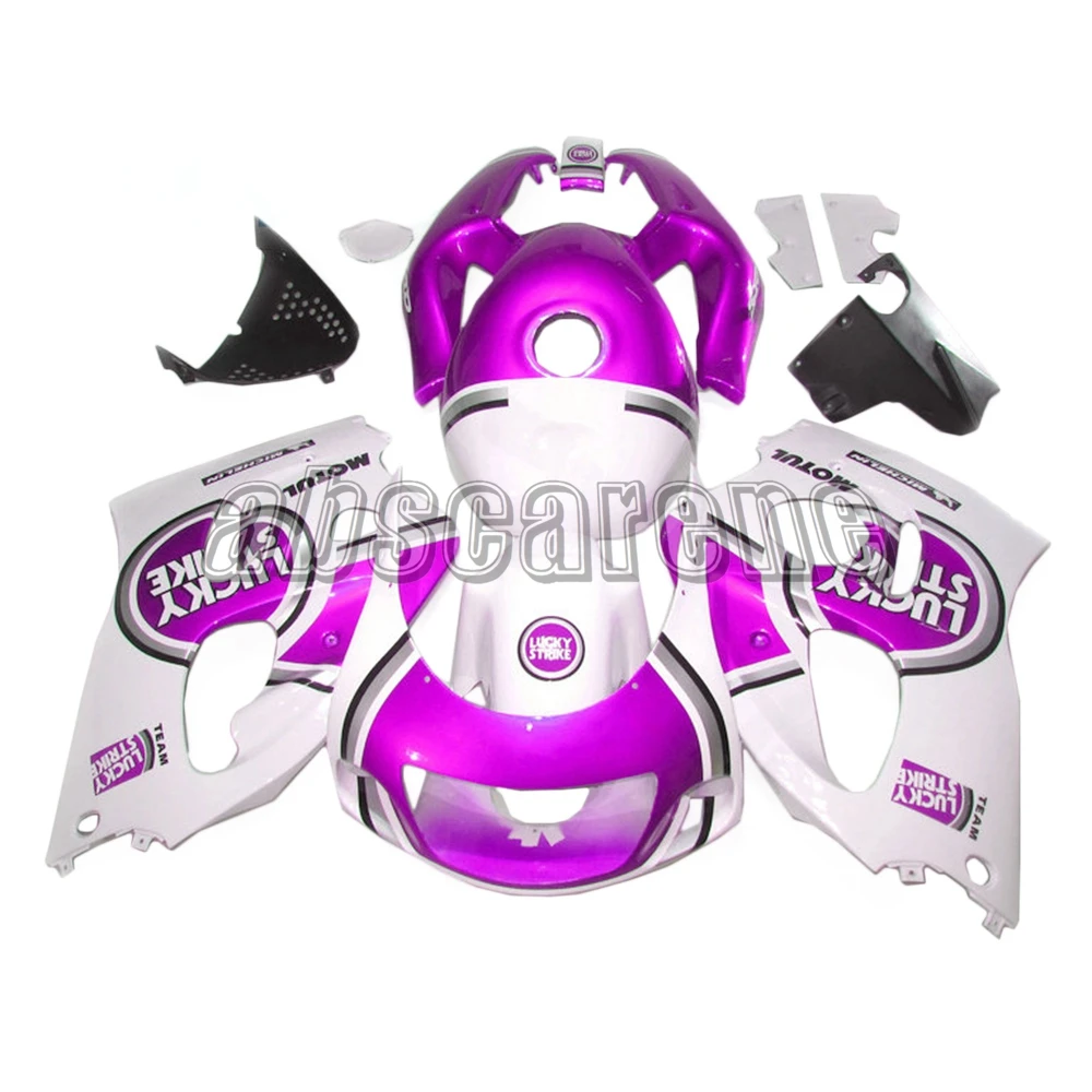 ABS пластик полный обтекатель комплект для Suzuki GSXR600 G-SXR750 1996 1997 1998 1999 97 98 мотоцикл кузов Lucky Strike фиолетовый белый