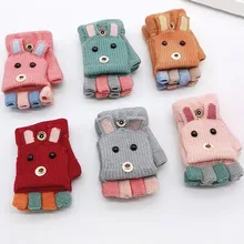 Детские зимние Рождественские перчатки на половину пальца С Откидывающейся Крышкой, перчатки для сенсорного экрана, handschoenen