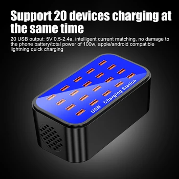 

20 Port USB Hub Charger Rapid Charging Station Desktop Smart Phone Tablet Charger for iPhone iPad