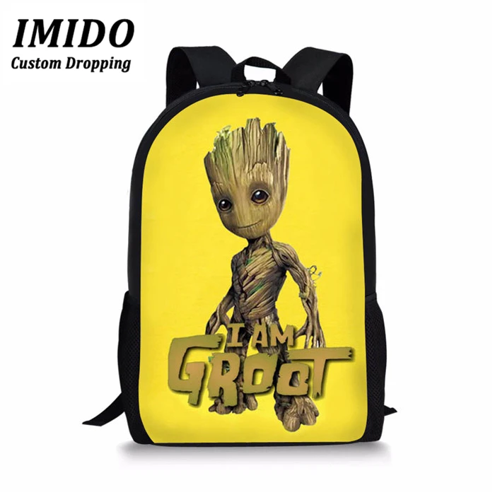 IMIDO школьная сумка с рисунком из мультфильма «I am Groot» для мальчиков-подростков, классная ортопедическая школьная сумка черного цвета, милые детские школьные сумки Mochilas - Цвет: WLL5801