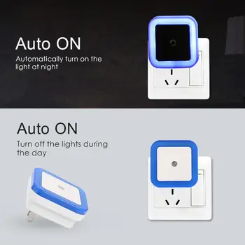 

LED Night Light Sensor Control Night Lamp Built-In Sensitive Light Sensor Portable EU Plug Nightlight for Kids Bedroom