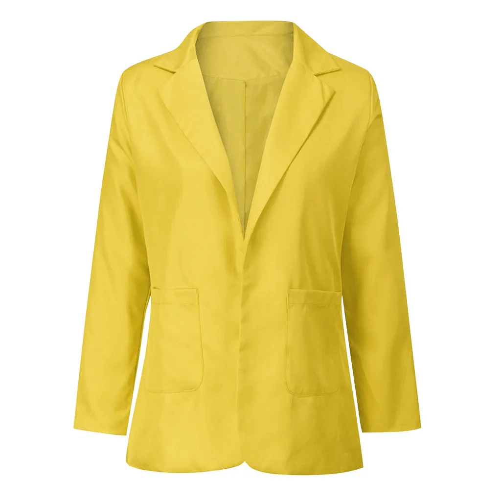 Женская футболка, осеннее пальто с длинными рукавами и отложным воротником, Женский деловой костюм, кардиган, куртка, костюм, топы, плюс размер 19Sep04