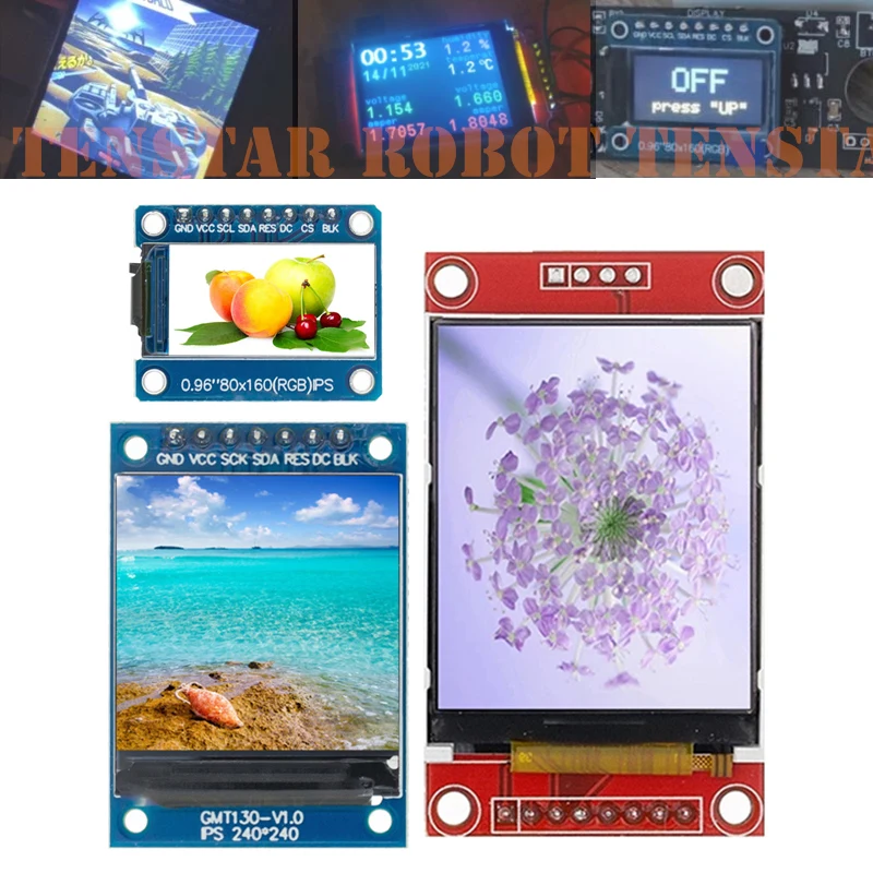 

TFT-дисплей 0,96/1,3/1,44/1,8 дюймов IPS TN 7P SPI HD 65K полноцветный ЖК-модуль ST7789 ST7735 Привод IC 80*160 для Arduino