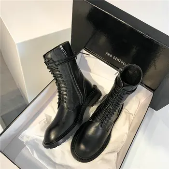 

2020 Genuine Leather Short Boots Winter Warm Casual Women Zipper Ankle Boots Party Basic Shoes Woman Newest Chunky Heels