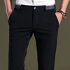 Dress Trousers for Men Elastic Premium Business Pants No-Iron Straight-Fit Flat-Front Men Suit Pants Fashion Dress Pants Formal 1