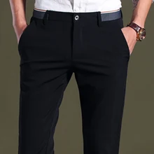 

Dress Trousers for Men Elastic Premium Business Pants No-Iron Straight-Fit Flat-Front Men Suit Pants Fashion Dress Pants Formal