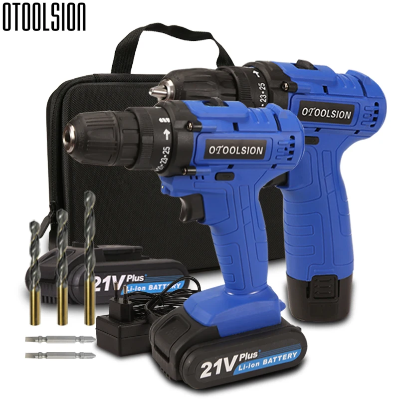 

21V 16.8V 12V Durable 2 Speed Cordless Screwdriver Household Power Tools 1.5Ah Lithium Battery Electric Drill 5 Pcs Bits Gift