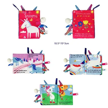 Hot Sale 0-36Month Baby Early Learning Educate Toy Tail Cloth Book Parent-child Interactive Sound Paper Puzzle Cloth Book Rattle 5