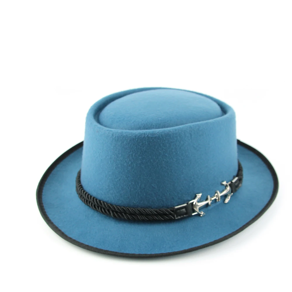 peacock blue Женская и мужская тканевая винтажная фетровая шляпа Гангстер Трилби с широкими полями джентльменская Элегантная Дамская зимняя Осенняя джазовая Кепка - Цвет: peacock blue