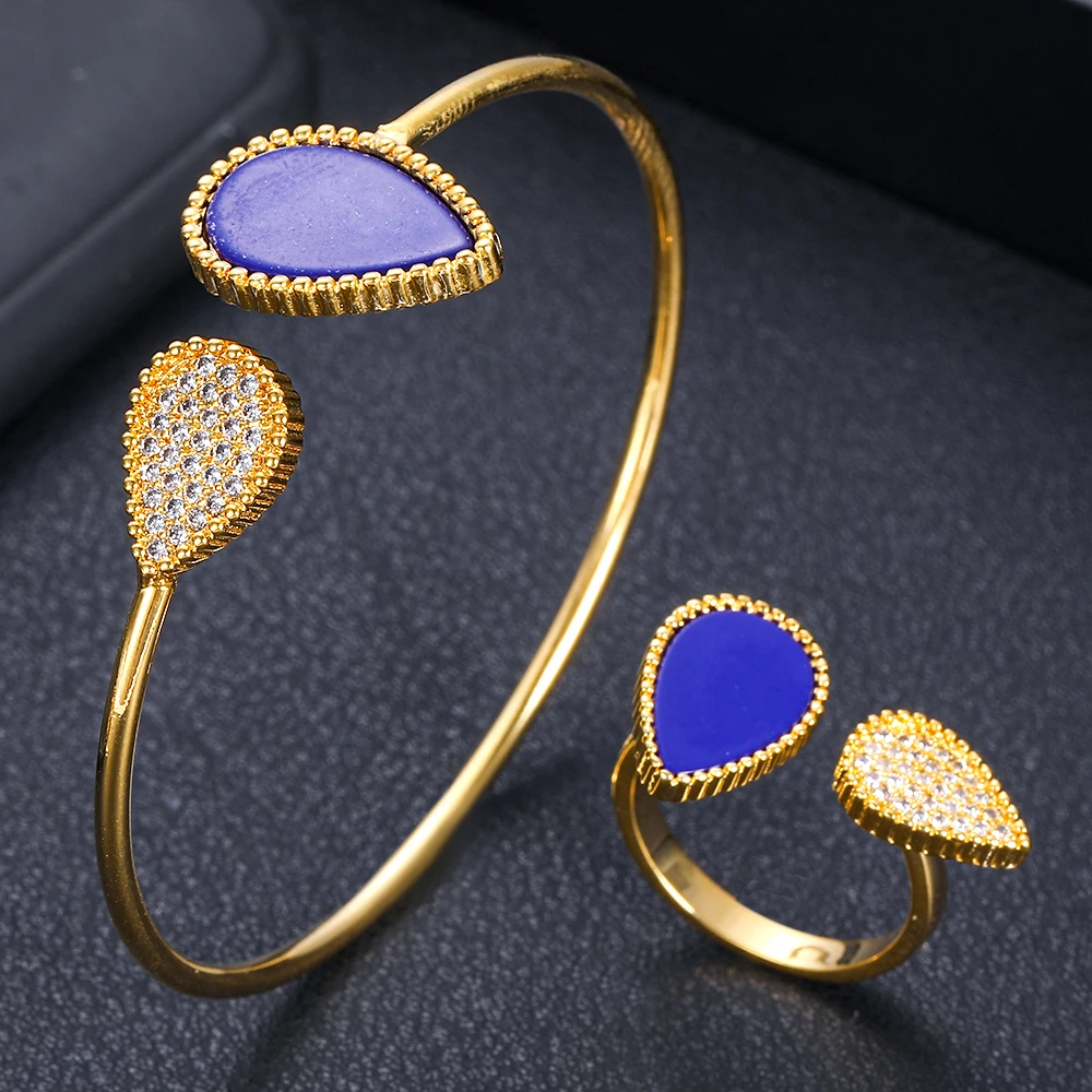 purple stone-18K Jankelly, роскошный браслет в форме шарика, кольцо, наборы, модные, Дубай, серебряные, Свадебные Ювелирные наборы для женщин, свадебные brincos para as mulheres - Окраска металла: purple stone-18K