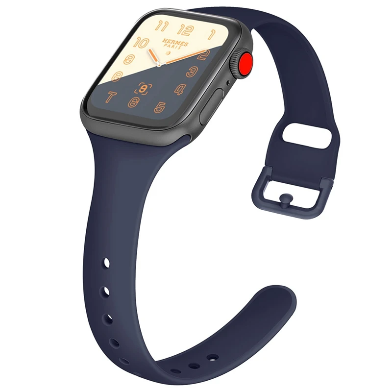 Тонкий ремешок для спортивных часов для apple watch band 44 мм 40 мм для iwatch 5 4 3 band 42 мм 38 мм correa узкий тонкий мягкий силиконовый ремень браслет