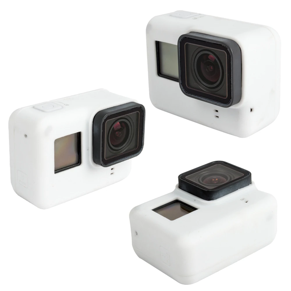 Защитный силиконовый чехол ярких цветов + крышка для объектива Go Pro Hero 5 6 7 Black