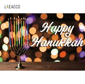 

Laeacco Happy Hanukkah Festivals Jesus Polka Dot Menorah Candles Baby Portrait Photo Background Photography Backdrop Photostudio