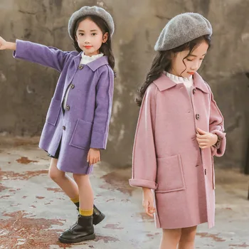

Children's 2020 New Autumn and Winter Coat Girls' Korean-Style Girls' Mid-Length Western Style Double-Sided Duffle Coat