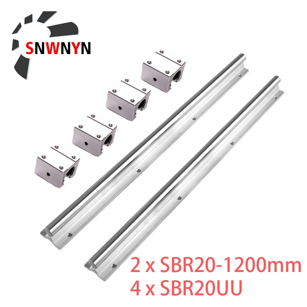 

2pcs Linear Guide SBR20 1200mm Length Linear Rail + 4pcs SBR20UU Linear Ball Bearing Block CNC Router CNC Parts Set